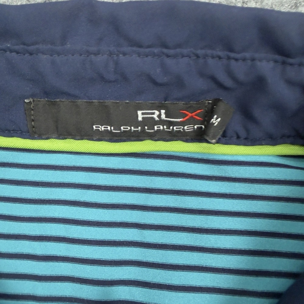 Ralph Lauren RLX Mens Polo Shirt Mens Medium Blue Striped Golf Carpe Diem - Picture 6 of 11